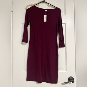 BERRY COLOR LONG SLEEVED DRESS FROM GAP FACTORY NWT SIZE XS